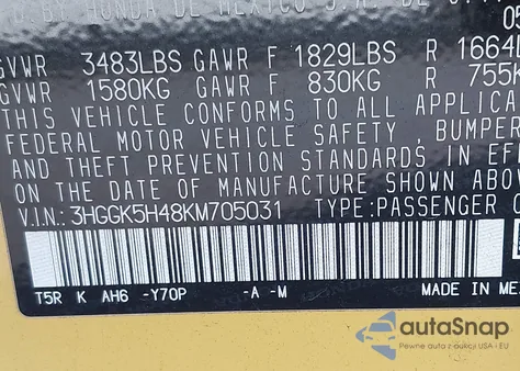 2019 Honda Fit Lx из США, поврежденный, VIN 3HGGK5H48KM705031